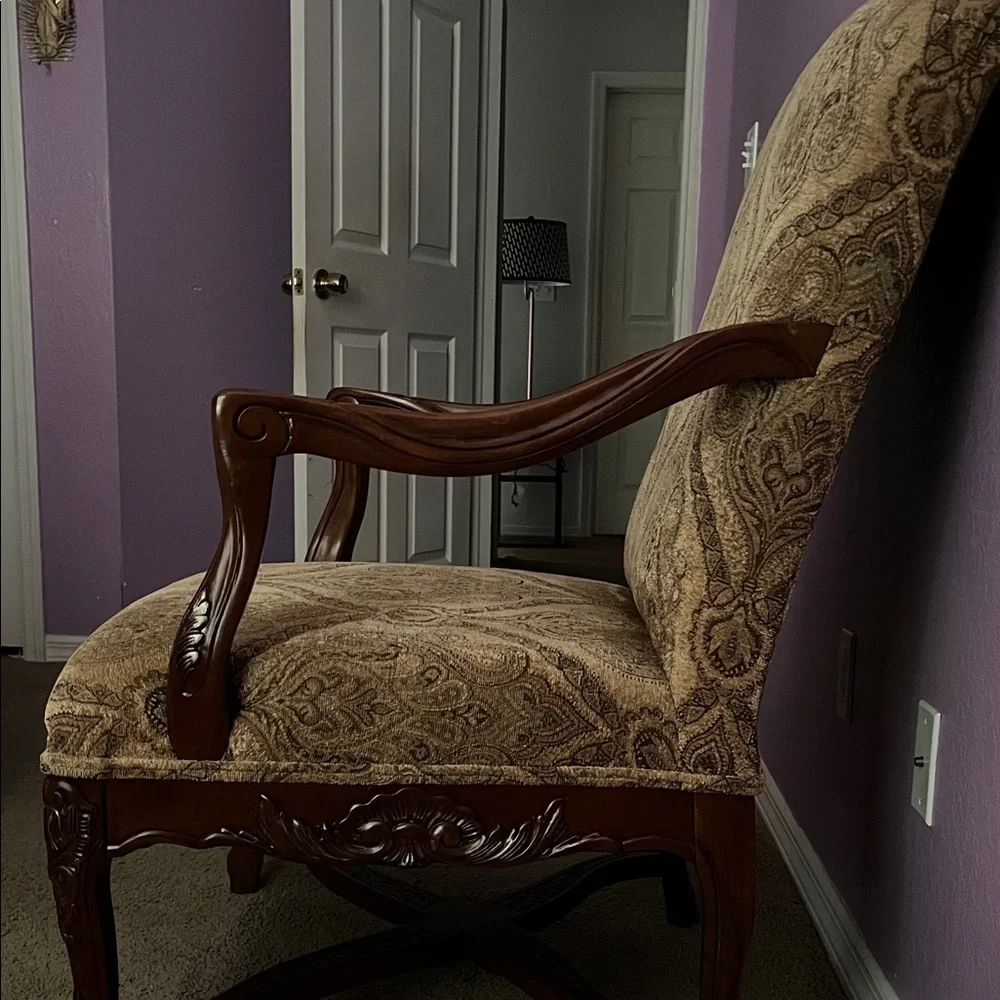 Elegant Brown Patterned Armchair